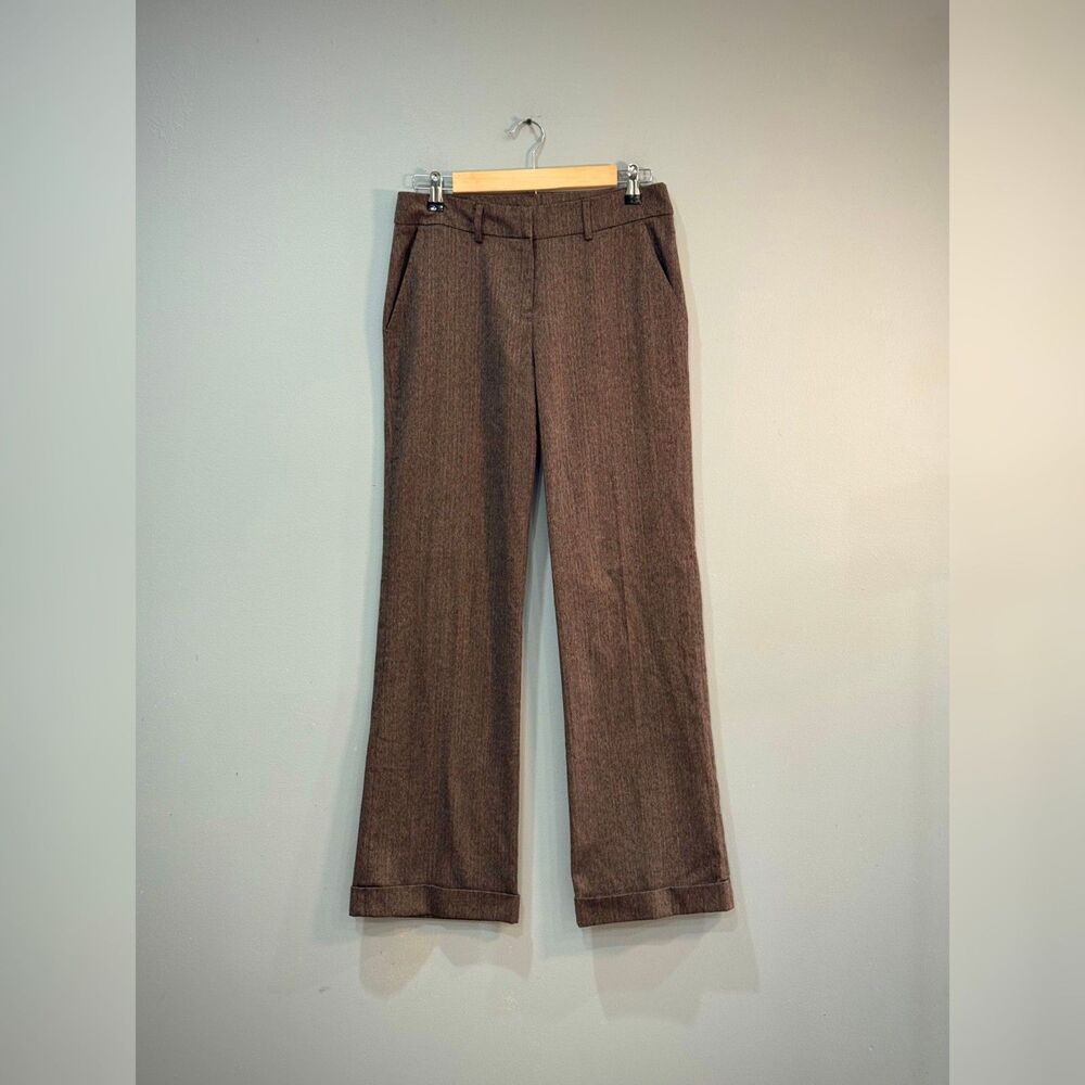 Brown TSD Wide Leg Cuffed Trousers Size 6 Y2K EUC
